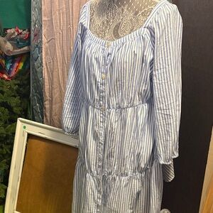 beachlunchlounge Blue and White Striped Dress